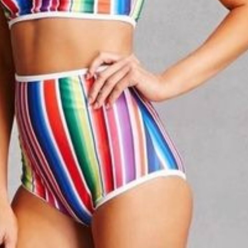 Rainbow Stripe Bikini Bottoms Size XL